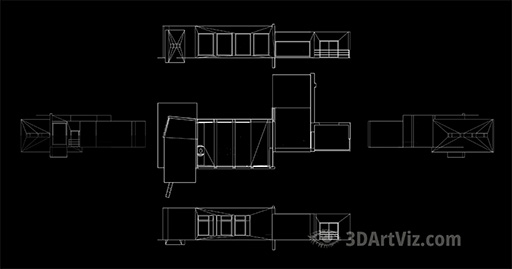Interior floor plan and elevations